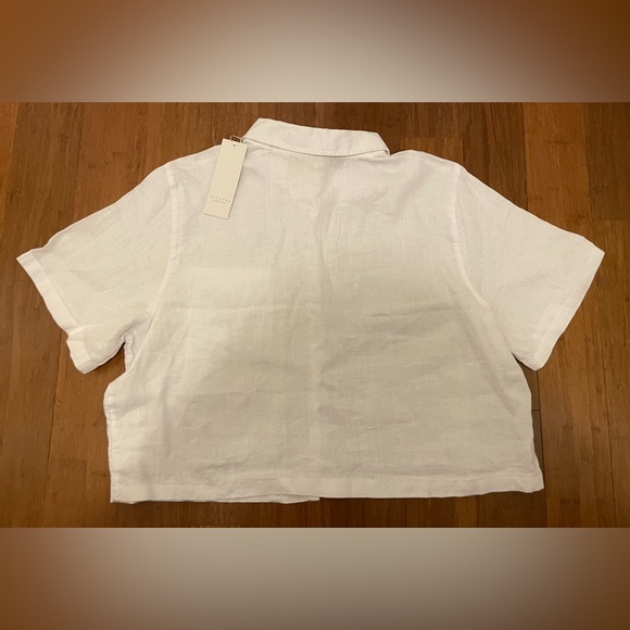 Calypso St Barth NWT 100% Linen White Blouse Top Cropped Button XL - Picture 2 of 9